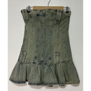 Jaded London Chelsea Denim Kilt Mini Dress Size 6 Streetwear Grunge Y2K Inspired